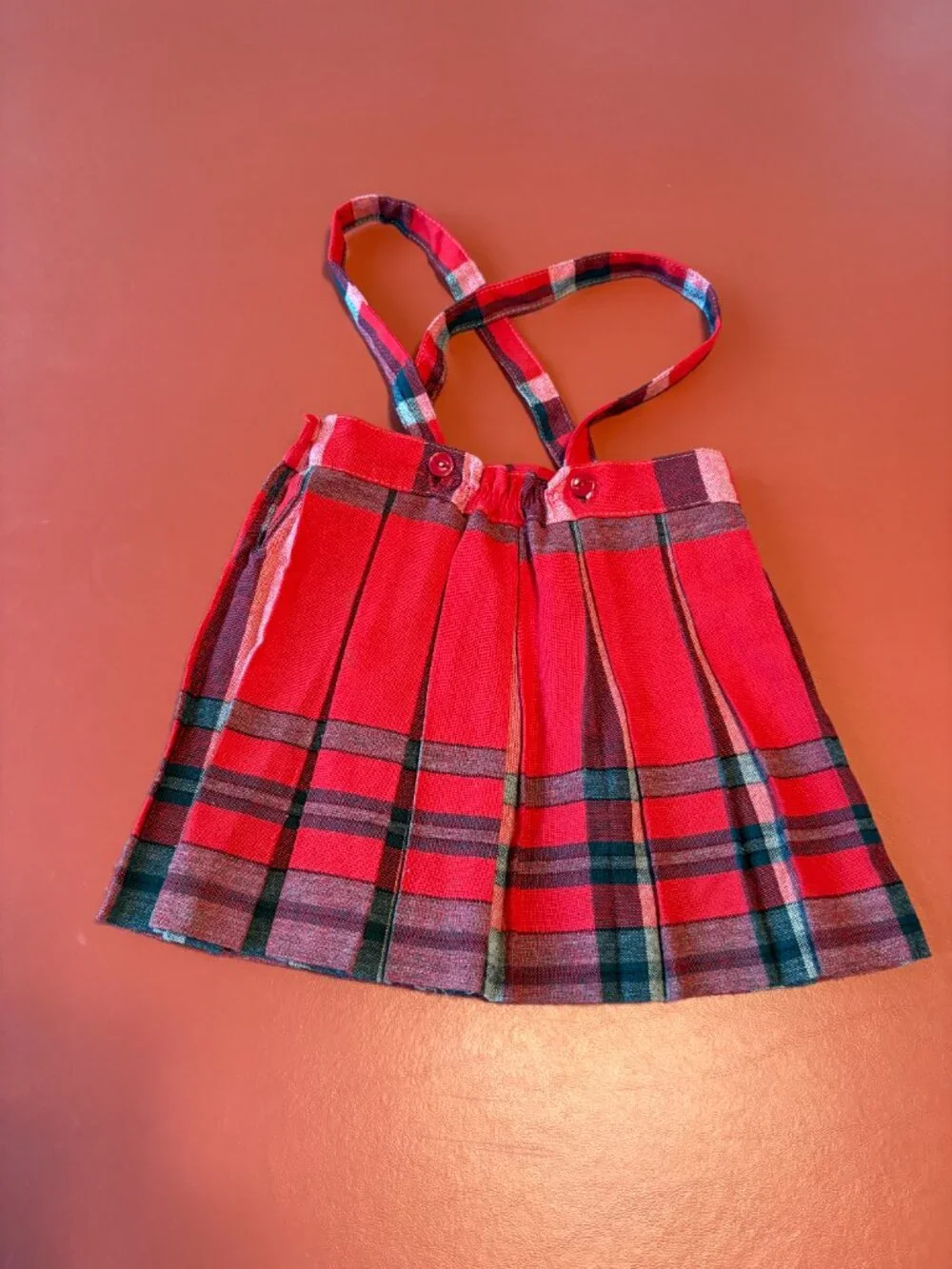 Vintage Little Girls Plaid Skirt Red Gray see measurements Handmade